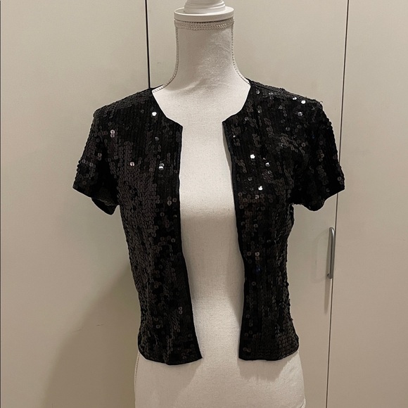 The Limited Jackets & Blazers - The limited black sequin open cardigan size M #112